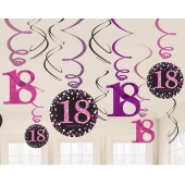 Dekoration zum 18. Geburtstag, Zahlenwirbler Pink Celebration