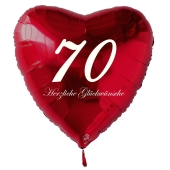 Roter Herzluftballon zum 70. Geburtstag, 61 cm