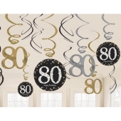 Dekoration zum 80. Geburtstag, Zahlenwirbler Sparkling Celebration