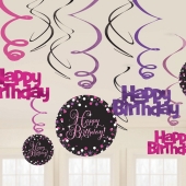 Pink Celebration Birthday Swirls, Deko-Wirbler zum Geburtstag