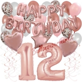 Dekorations-Set mit Ballons zum 12. Geburtstag, Happy Birthday Dream, 42 Teile