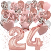 Dekorations-Set mit Ballons zum 24. Geburtstag, Happy Birthday Dream, 42 Teile