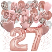 Dekorations-Set mit Ballons zum 27. Geburtstag, Happy Birthday Dream, 42 Teile