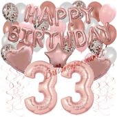 Dekorations-Set mit Ballons zum 33. Geburtstag, Happy Birthday Dream, 42 Teile