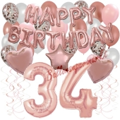 Dekorations-Set mit Ballons zum 34. Geburtstag, Happy Birthday Dream, 42 Teile