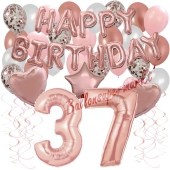Dekorations-Set mit Ballons zum 37. Geburtstag, Happy Birthday Dream, 42 Teile