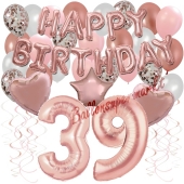 Dekorations-Set mit Ballons zum 39. Geburtstag, Happy Birthday Dream, 42 Teile