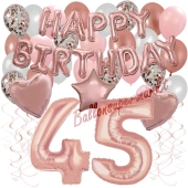 Dekorations-Set mit Ballons zum 45. Geburtstag, Happy Birthday Dream, 42 Teile