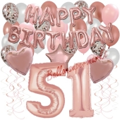Dekorations-Set mit Ballons zum 51. Geburtstag, Happy Birthday Dream, 42 Teile