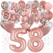 Dekorations-Set mit Ballons zum 58. Geburtstag, Happy Birthday Dream, 42 Teile