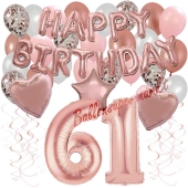 Dekorations-Set mit Ballons zum 61. Geburtstag, Happy Birthday Dream, 42 Teile