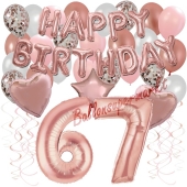 Dekorations-Set mit Ballons zum 67. Geburtstag, Happy Birthday Dream, 42 Teile