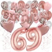 Dekorations-Set mit Ballons zum 69. Geburtstag, Happy Birthday Dream, 42 Teile