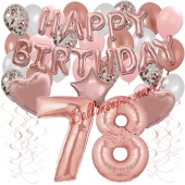 Dekorations-Set mit Ballons zum 78. Geburtstag, Happy Birthday Dream, 42 Teile