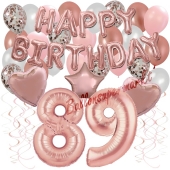 Dekorations-Set mit Ballons zum 89. Geburtstag, Happy Birthday Dream, 42 Teile
