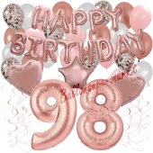 Dekorations-Set mit Ballons zum 98. Geburtstag, Happy Birthday Dream, 42 Teile