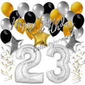 23. Geburtstag Dekorations-Set mit Ballons Happy Birthday Glamour, 34 Teile
