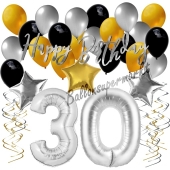 30. Geburtstag Dekorations-Set mit Ballons Happy Birthday Glamour, 34 Teile