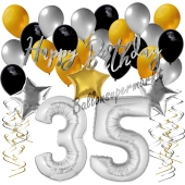 35. Geburtstag Dekorations-Set mit Ballons Happy Birthday Glamour, 34 Teile