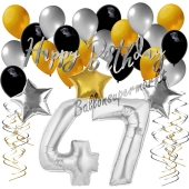 47. Geburtstag Dekorations-Set mit Ballons Happy Birthday Glamour, 34 Teile