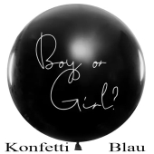 Gender Reveal Luftballon Boy or Girl mit Konfetti in Blau