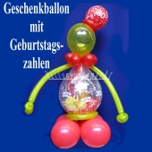 Geschenkballon zum Geburtstag mit Geburtstagszahlen, Ballonfigur, Ballondekoration