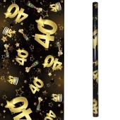 Geschenkpapier Schwarz/Gold 40 zum 40. Geburtstag