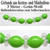 Ballongirlande zum Selbermachen - Kettenballons und Miniballons Grün-Weiß, 3 Meter