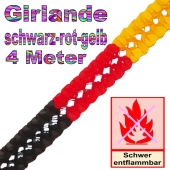 Girlande schwarz-rot-gelb, 4 Meter