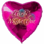 Girls Night Out, Herzluftballon aus Folie in Pink mit Ballongas Helium zu Hen Night, Hen Party und Junggesellinnenabschied