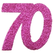 Zahlendekoration Glitter-Konfetti, Zahl 70, Pink