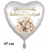 Glückwünsche zur Goldenen Hochzeit, Herzluftballon 45 cm