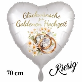 Glückwünsche zur Goldenen Hochzeit, Herzluftballon 70 cm