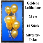 Goldene Luftballons zur Dekoration Silvester und Neujahr, 10 Stück