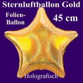 Goldener holografischer Sternballon aus Folie mit Ballongas Helium