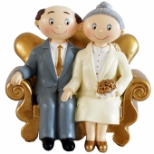 Figur Goldhochzeitspaar auf Sofa, zur goldenen Hochzeit