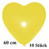 Große Herzluftballons, gelb, 60 cm, 10 Stück