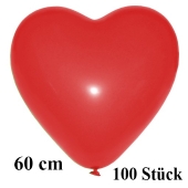 Große Herzluftballons, rot, 60 cm, 100 Stück