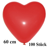 Große Herzluftballons, rot, 60 cm, 100 Stück