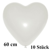 Große Herzluftballons, weiß, 10 Stück