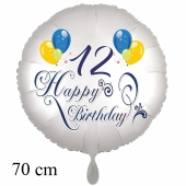 Großer Luftballon zum 12. Geburtstag, Happy Birthday - Balloons