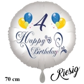 Großer Luftballon zum 4. Geburtstag, Happy Birthday - Balloons
