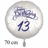 Großer Luftballon zum 13. Geburtstag, Happy Birthday - Konfetti
