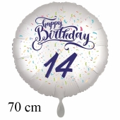 Großer Luftballon zum 14. Geburtstag, Happy Birthday - Konfetti