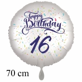 Großer Luftballon zum 16. Geburtstag, Happy Birthday - Konfetti