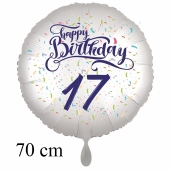 Großer Luftballon zum 17. Geburtstag, Happy Birthday - Konfetti