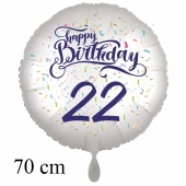 Großer Luftballon zum 22. Geburtstag, Happy Birthday - Konfetti