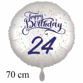 Großer Luftballon zum 24. Geburtstag, Happy Birthday - Konfetti