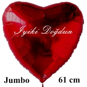 Großer Herzluftballon in Rot, 61 cm "Iyiki Doğdun"