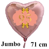 Großer Herzluftballon aus Folie, Rosegold, zum 95. Geburtstag, Rosa-Gold